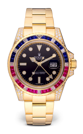 Rolex GMT Master II SARU Factory 18K Yellow Gold & Diamonds & Sapphires & Rubies Unisex Watch