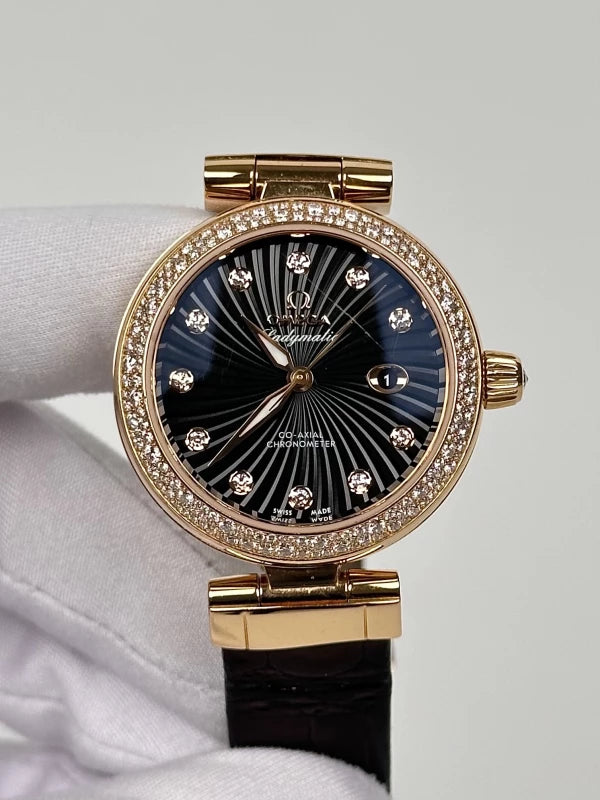 Omega De Ville Ladymatic 18K Rose Gold & Diamonds Lady's Watch