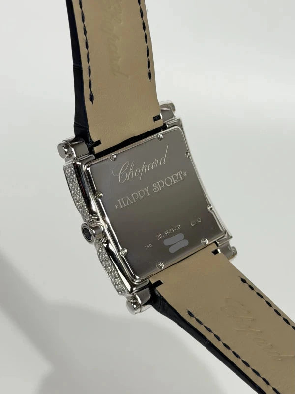 Chopard Happy Sport Square XL 18K White Gold & Diamonds Lady's Watch