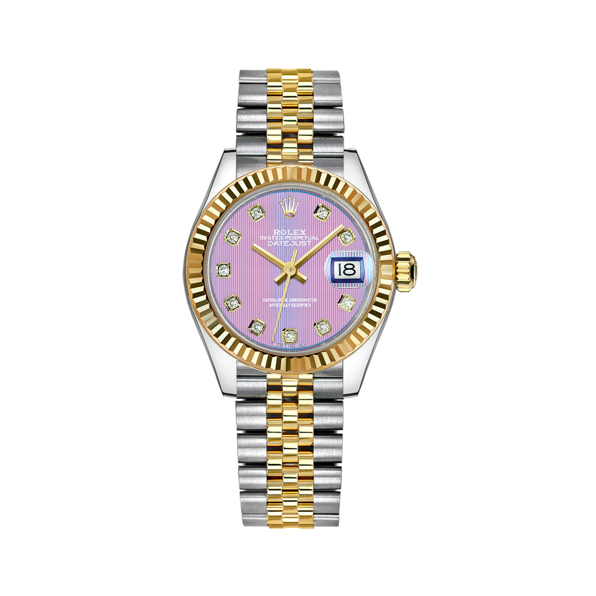 Rolex Datejust Lavender Dial Stainless Steel & 18K Yellow Gold Lady's ...
