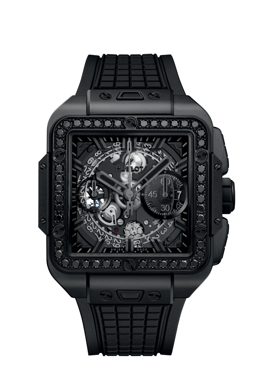 Hublot Square Bang Chronograph Ceramic & Black Diamonds Men's Watch