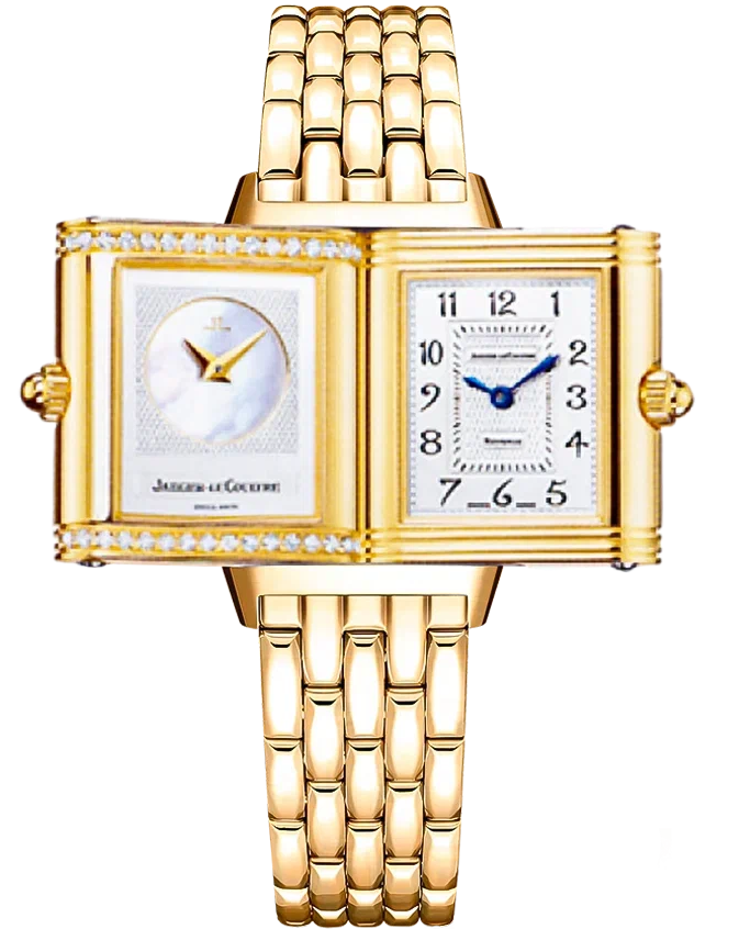 Jaeger LeCoultre Reverso Classic Duetto 18K Yellow Gold & Diamonds Lady's Watch