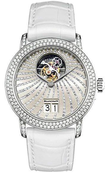 Blancpain Women Collection Tourbillon Grande Date 18K White Gold & Diamonds Lady's Watch