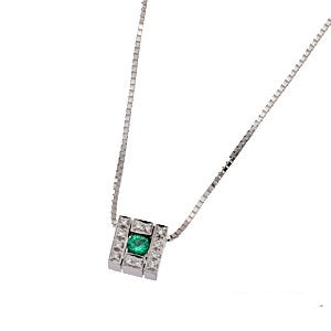 Damiani Belle Epoque 18K White Gold & Diamonds & Emerald Pendant