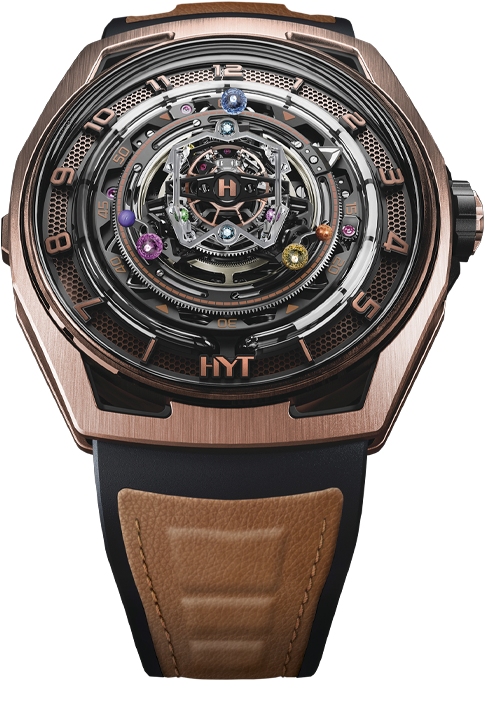 HYT Conical Tourbillon Infinity Sapphires Gold 5N & Black coated Titanium Men's Watch