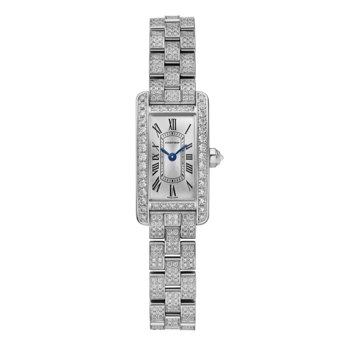 Cartier Tank Americaine 18K White Gold & Diamonds Lady's Watch