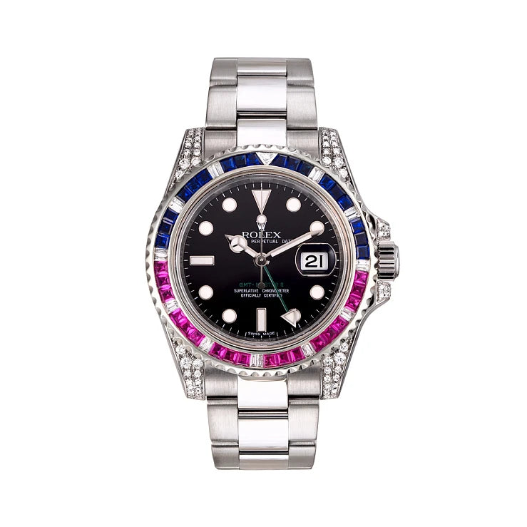 Rolex GMT-Master II Stainless steel & Diamonds & Gemstones Unisex Watch