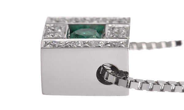 Damiani Belle Epoque 18K White Gold & Diamonds & Emerald Pendant