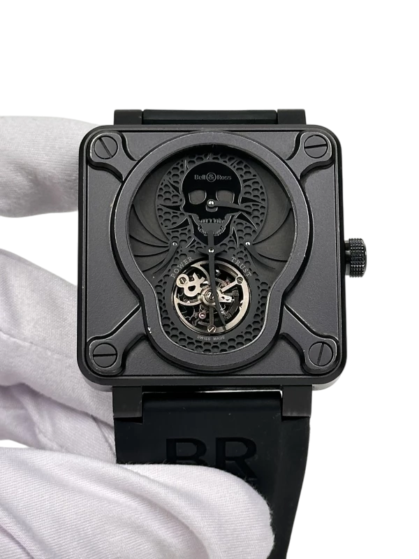 Bell & Ross BR Instrument 01 Tourbillon Skull DLC Titanium Men's Watch