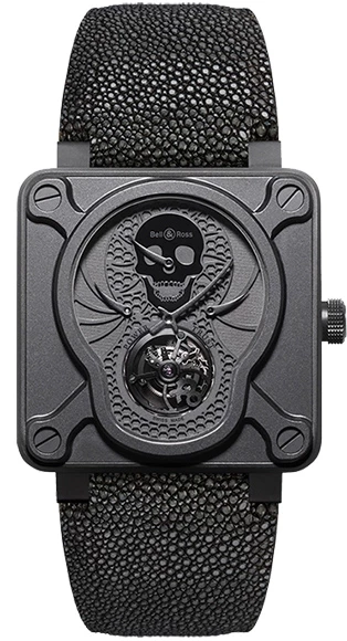 Bell & Ross BR Instrument 01 Tourbillon Skull DLC Titanium Men's Watch