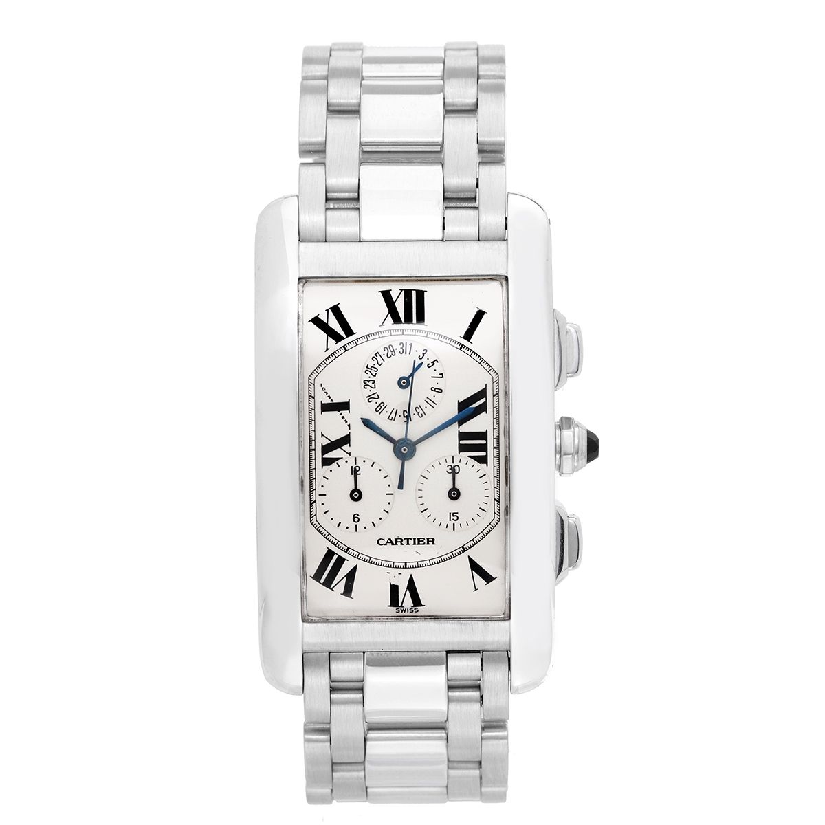 Cartier Tank Americane Chronograph 18K White Gold Unisex Watch