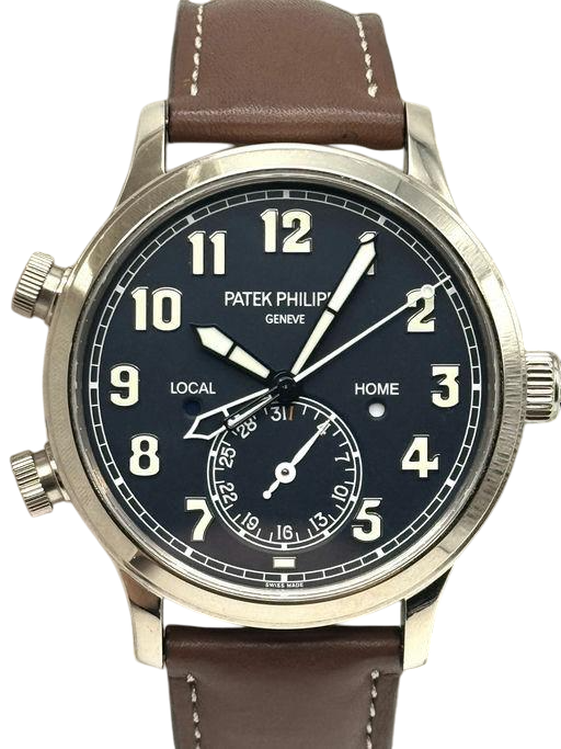 Patek Philippe Complications Calatrava Pilot Travel Time White Gold Men's Watch