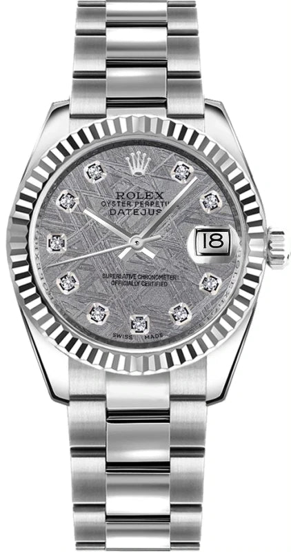 Rolex Datejust 18K White Gold/Stainless Steel & Diamonds Lady's Watch