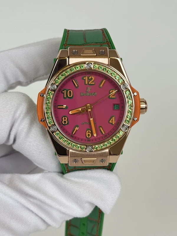 Hublot Big Bang Pop Art King Gold Apple 18K Rose Gold & Tsavorites Lady's Watch