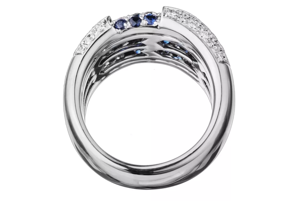 Damiani Fiordi White Gold & Diamonds & Sapphires Ladies Ring