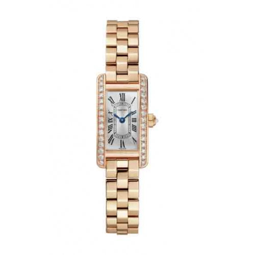 Cartier Tank Americaine 18K Rose Gold & Diamonds Lady's Watch