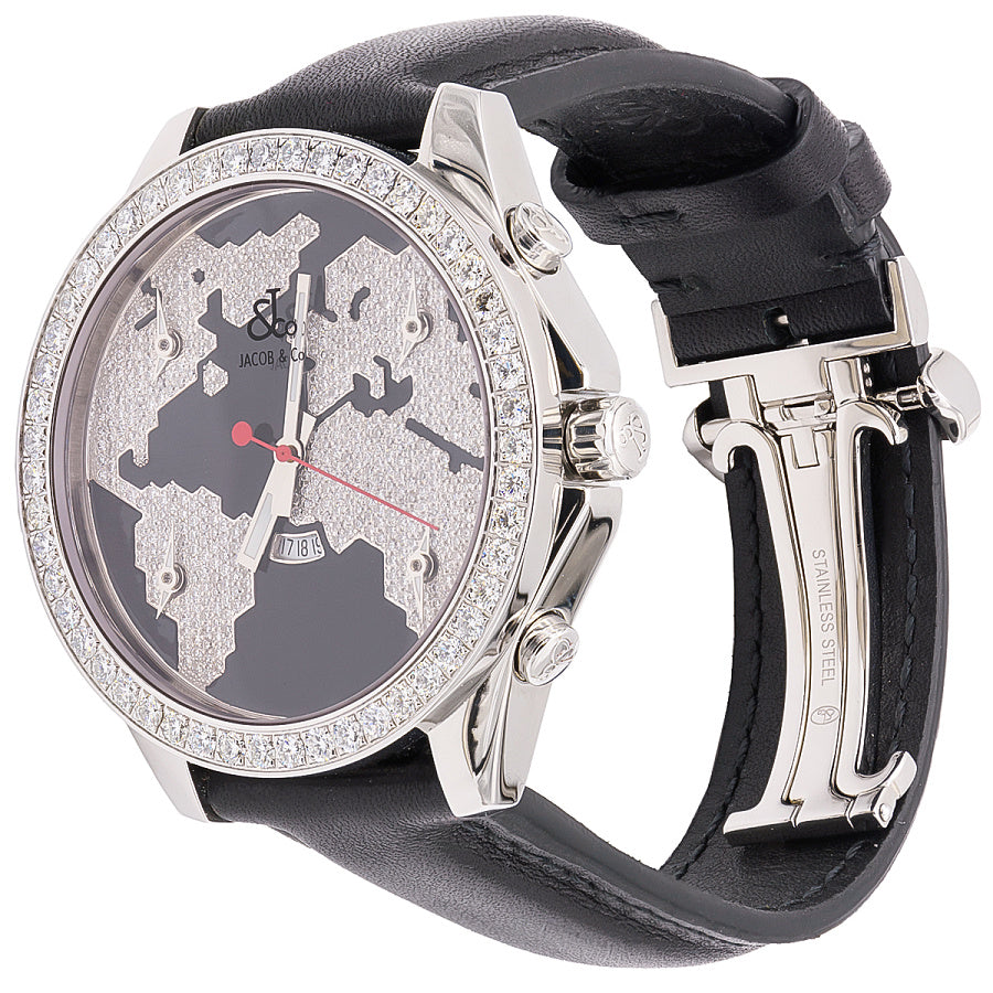 Jacob & Co Five Time Zone Stainless steel & Diamonds Unisex Watch