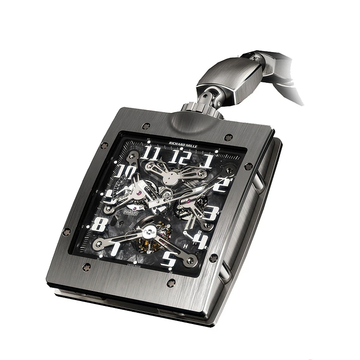 Richard Mille Manual Winding Tourbillon 18K White Gold Men's Pocket Watch