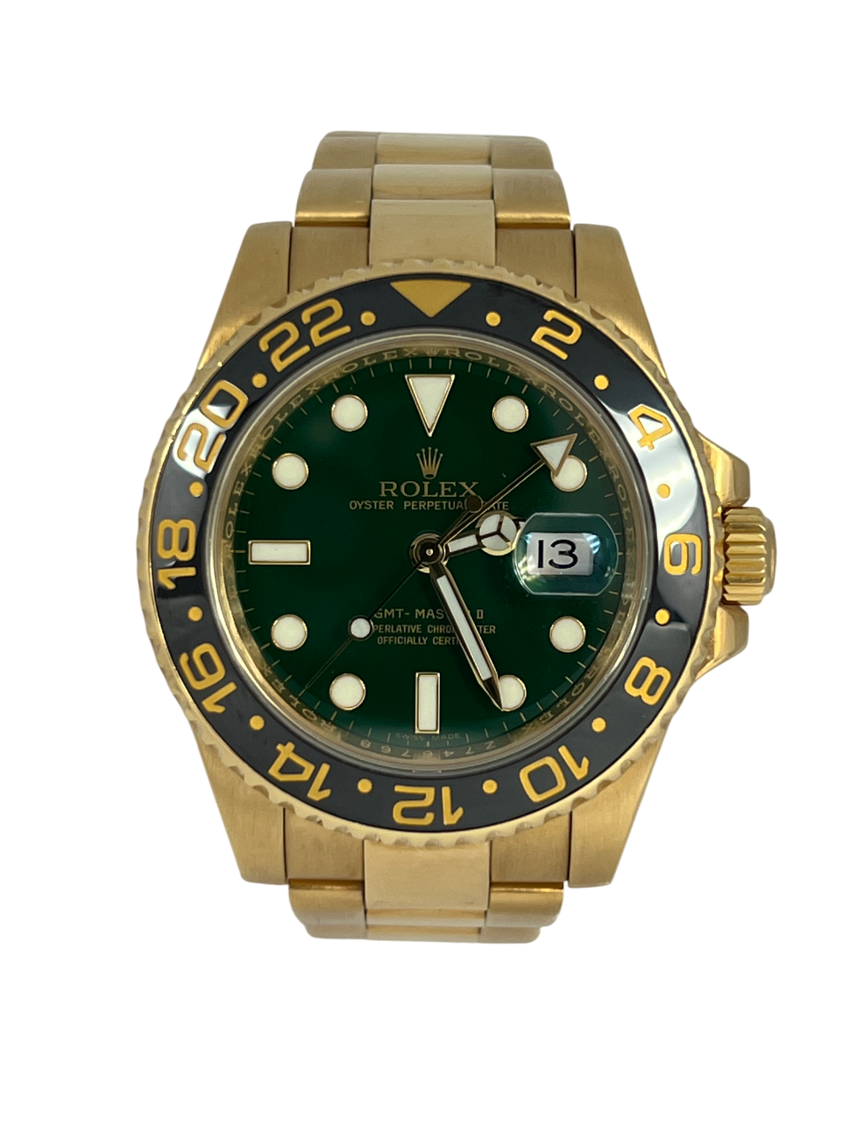 Rolex GMT-Master II Green dial 18K Yellow Gold & Ceramic Men's Watch