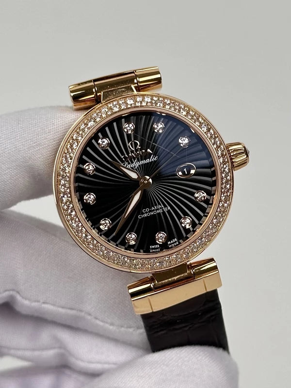 Omega De Ville Ladymatic 18K Rose Gold & Diamonds Lady's Watch