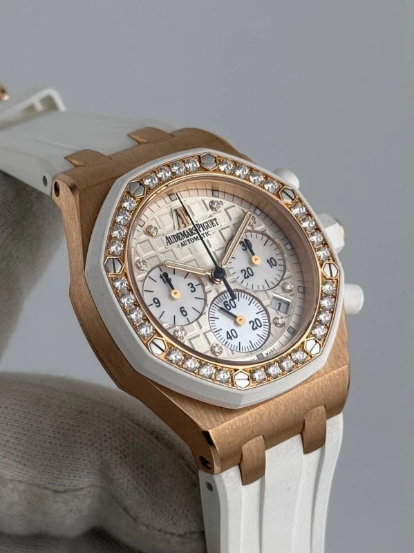Audemars Piguet Royal Oak Offshore Chronograph 18K Rose Gold & Diamonds Ladies Watch