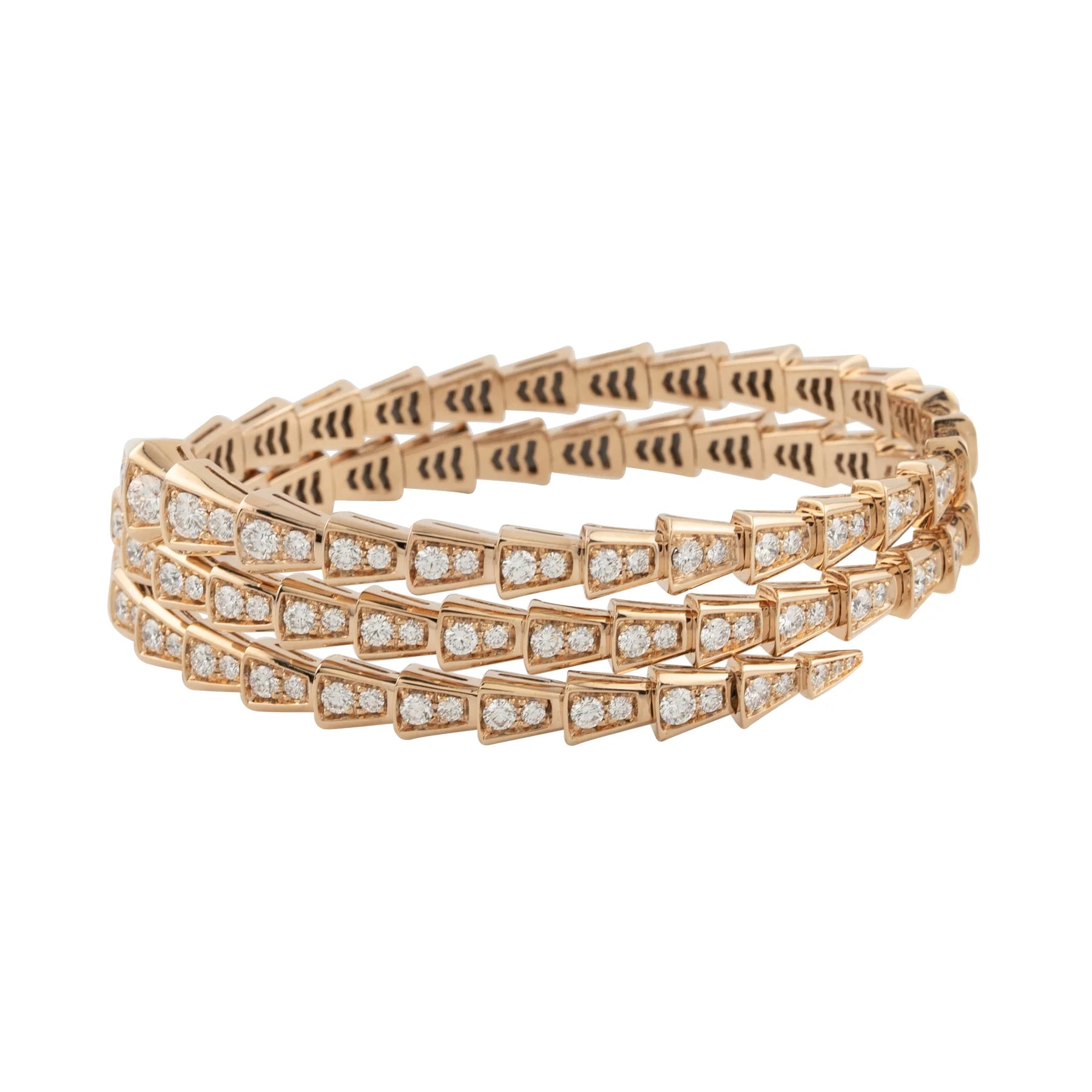 Bulgari 18K Rose Gold Serpenti Viper Two-Coil Full-Pavé Diamond - Main Image