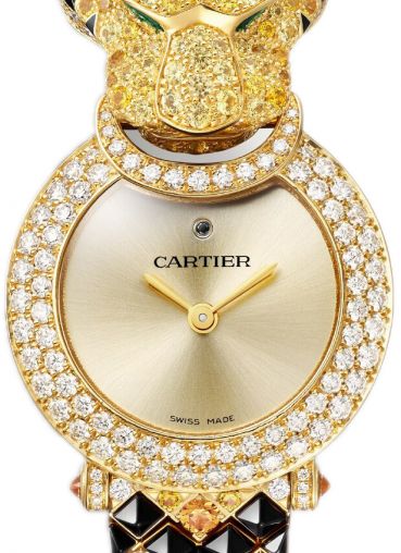 Cartier Panthere Animal Panthere Jewelry De Cartier 18K Yellow Gold & Diamonds & Sapphires &Emeralds Lady's Watch