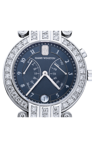 Harry Winston Excenter Bi Retrograde 18K White Gold & Diamonds Lady's Watch