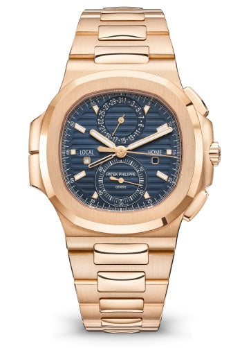 Patek Philippe Nautilus Two Time Zones Flyback chronograph 18K Rose Gold Mens Watch