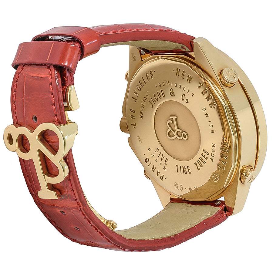 Jacob & Co Five Time Zone 18K Rose Gold & Diamonds Unisex Watch