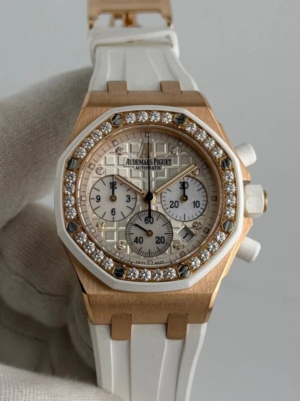Audemars Piguet Royal Oak Offshore Chronograph 18K Rose Gold & Diamonds Ladies Watch
