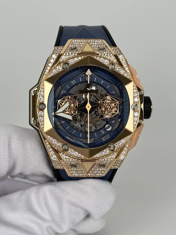 Hublot Big Bang Sang Bleu II 18K Rose Gold Blue Pavé Men's Watch