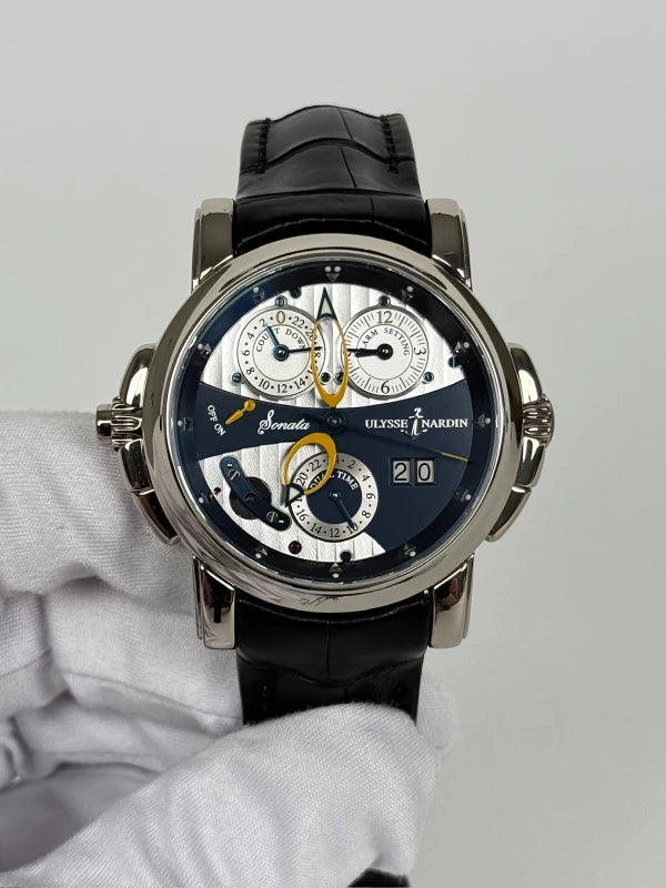 Ulysse Nardin Sonata Cathedral Dual Time 18K White Gold Men's Watch