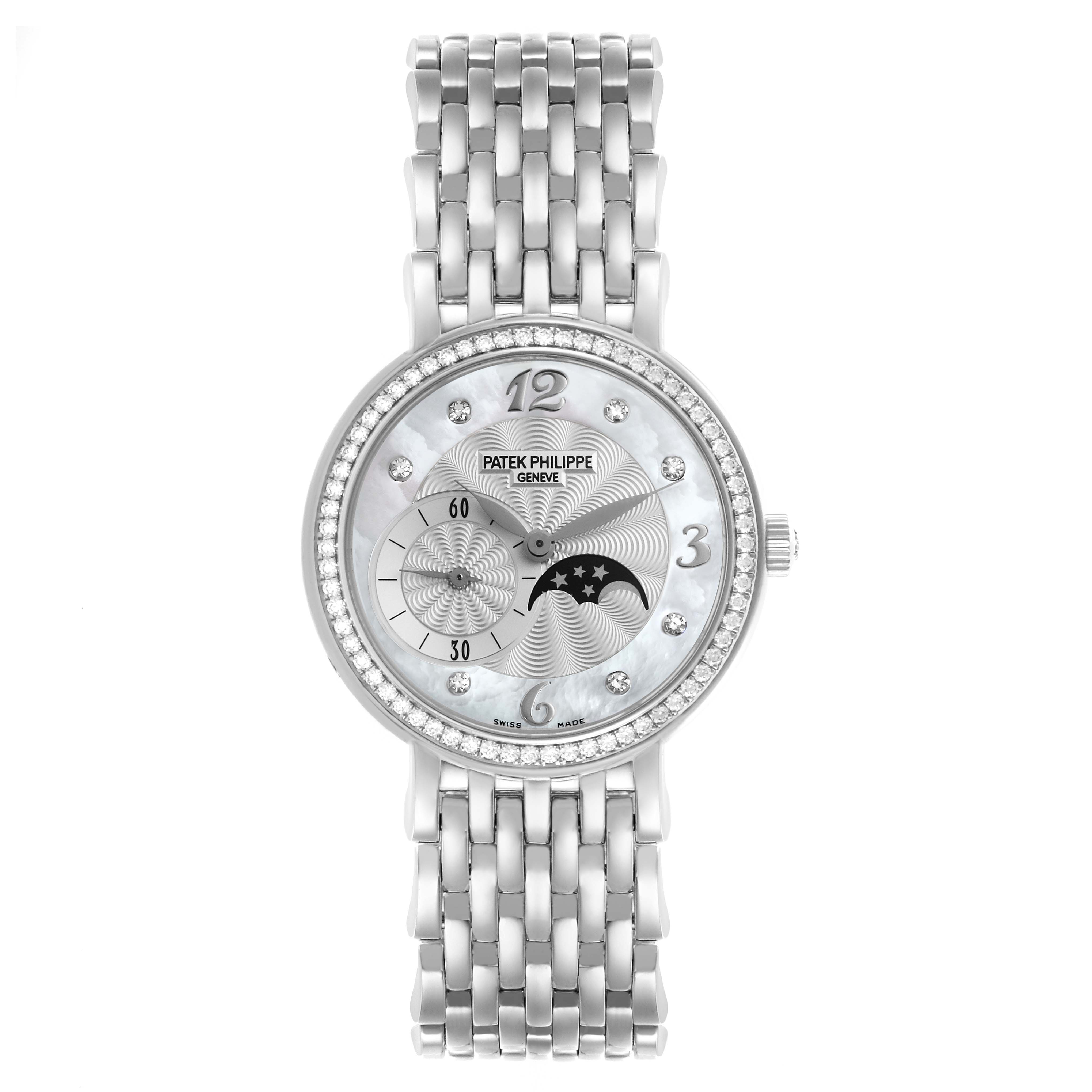 Patek Philippe Complicated 18K White Gold & Diamond Moon Phase Lady’s Watch