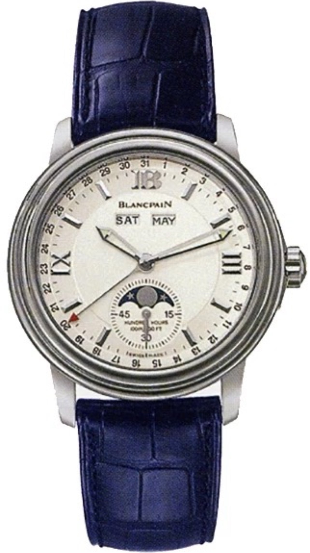 Blancpain Leman Moon Phase Complete Calendar 18K White Gold Men's Watch