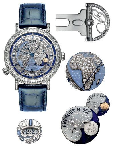 Breguet Classique “Hora Mundi”  Asia-Oceania Platinum & Diamonds & Sapphires Men's Watch