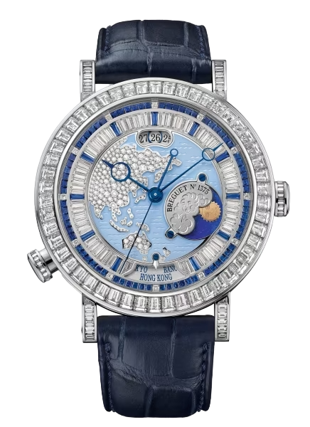 Breguet Classique “Hora Mundi”  Asia-Oceania Platinum & Diamonds & Sapphires Men's Watch