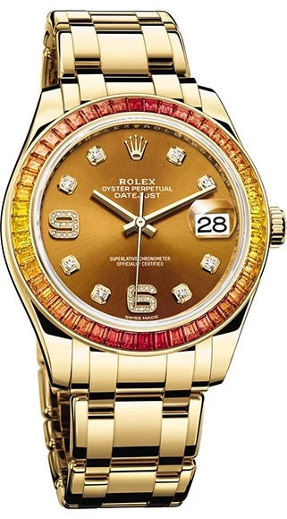 Rolex Datejust Pearlmaster 18K Yellow Gold & Colored Sapphires Lady's Watch