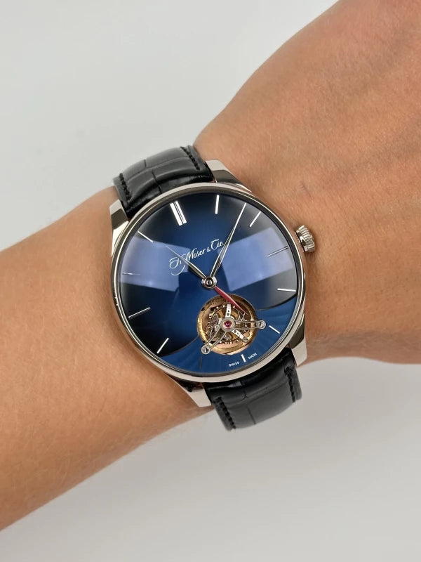 H.Moser & Cie Dual Time Venturer Tourbillon 18K White Gold Men's Watch