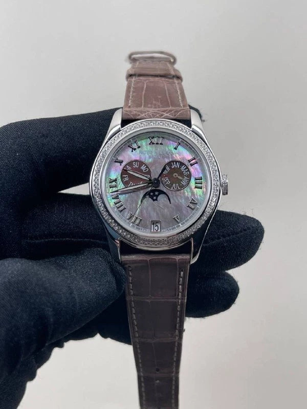 Patek Philippe Complications Annual Calendar 18K White Gold & Diamonds Lady's Watch