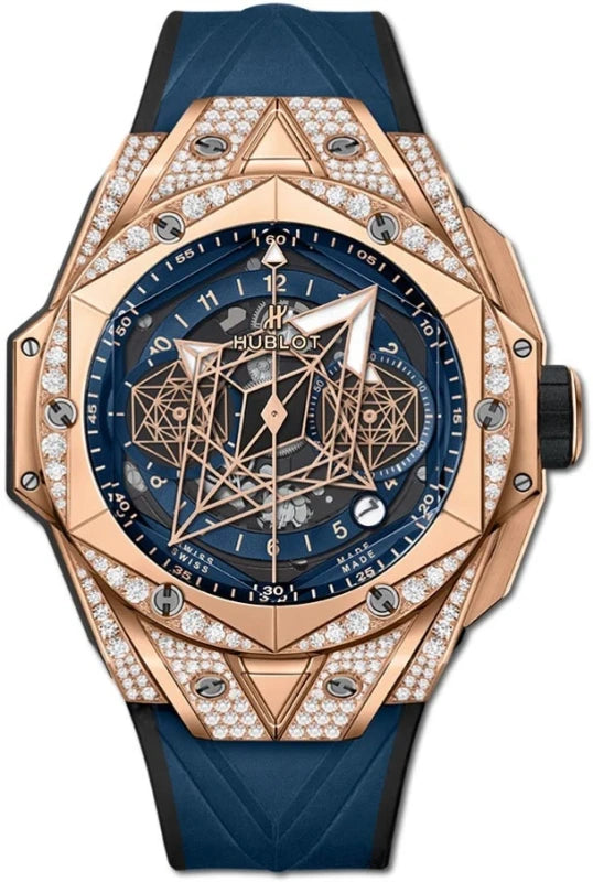 Hublot Big Bang Sang Bleu II 18K Rose Gold Blue Pavé Men's Watch