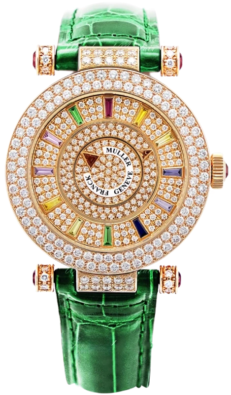 Franck Muller Double Mystery Ronde 18K Rose Gold & Diamonds Lady's Watch