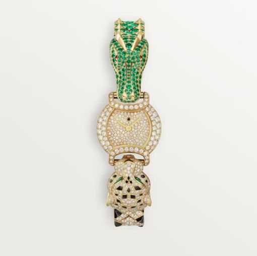 Cartier Panthere Jewelry Indomptables De Cartier 18K Yellow Gold & Diamonds & Emeralds Lady's Watch