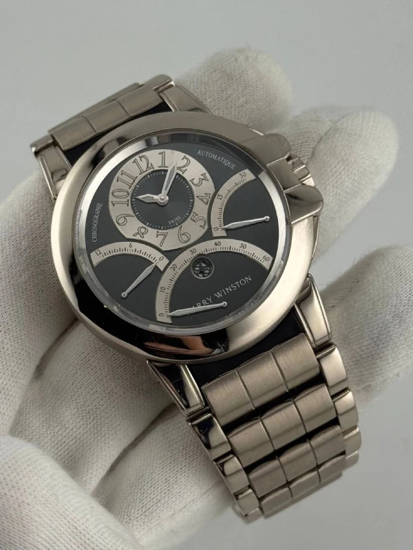 Harry Winston Ocean Triple Retrograde Chronograph 18K White Gold Men's Watch