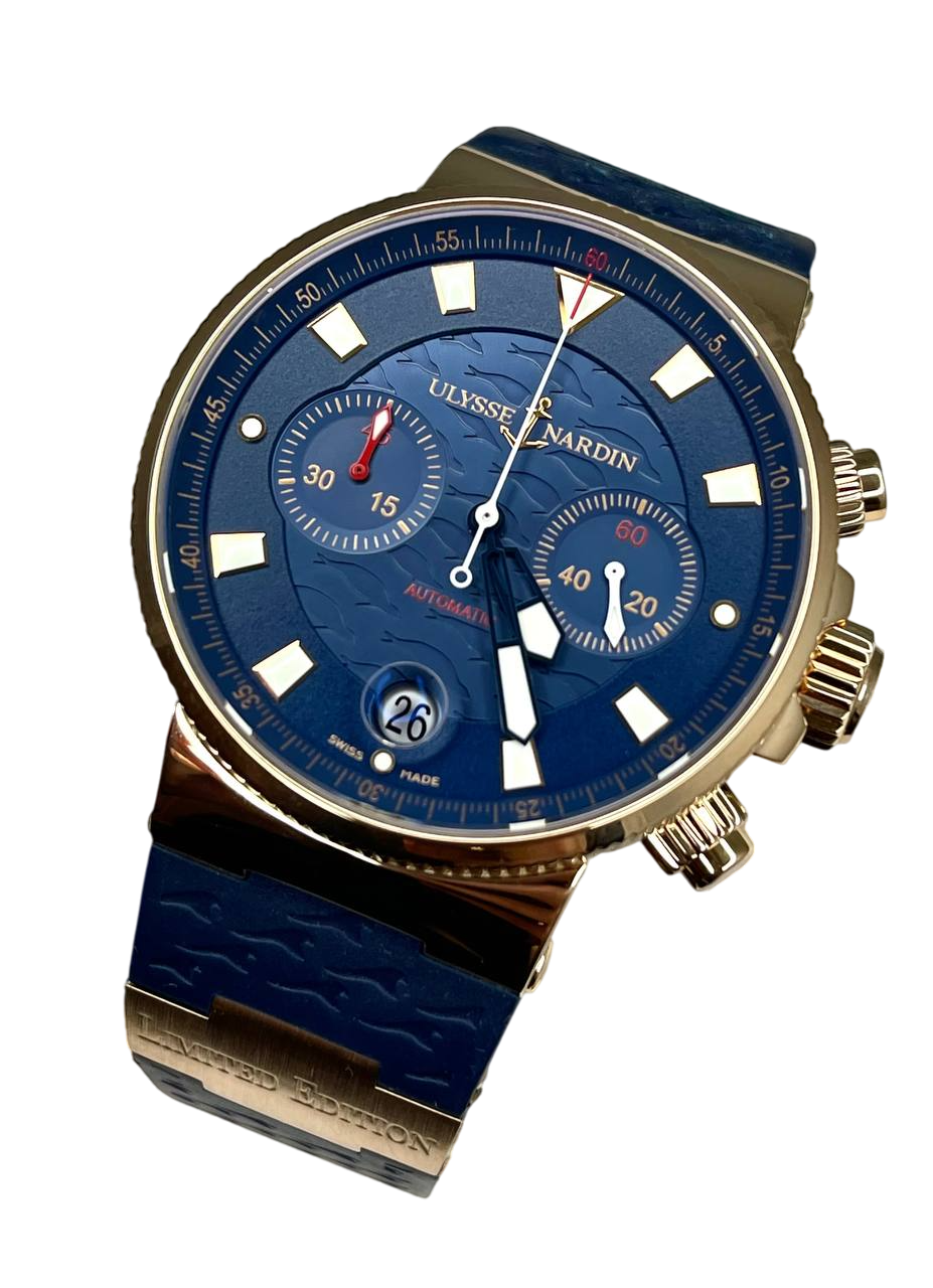 Ulysse Nardin Marine Chronograph Blue 18K Rose Gold Men's Watch