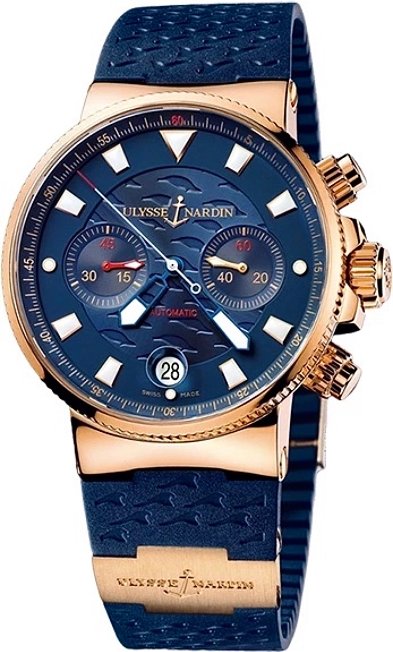 Ulysse Nardin Marine Chronograph Blue 18K Rose Gold Men's Watch