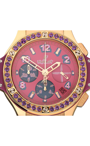 Hublot Big Bang Pop Art Chronograph 18K Yellow Gold & Amethysts Lady's Watch