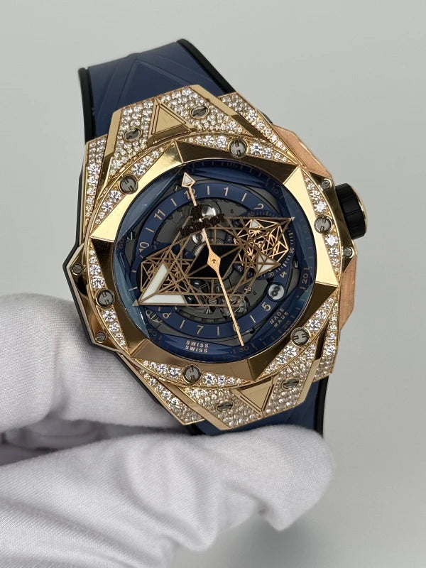 Hublot Big Bang Sang Bleu II 18K Rose Gold Blue Pavé Men's Watch