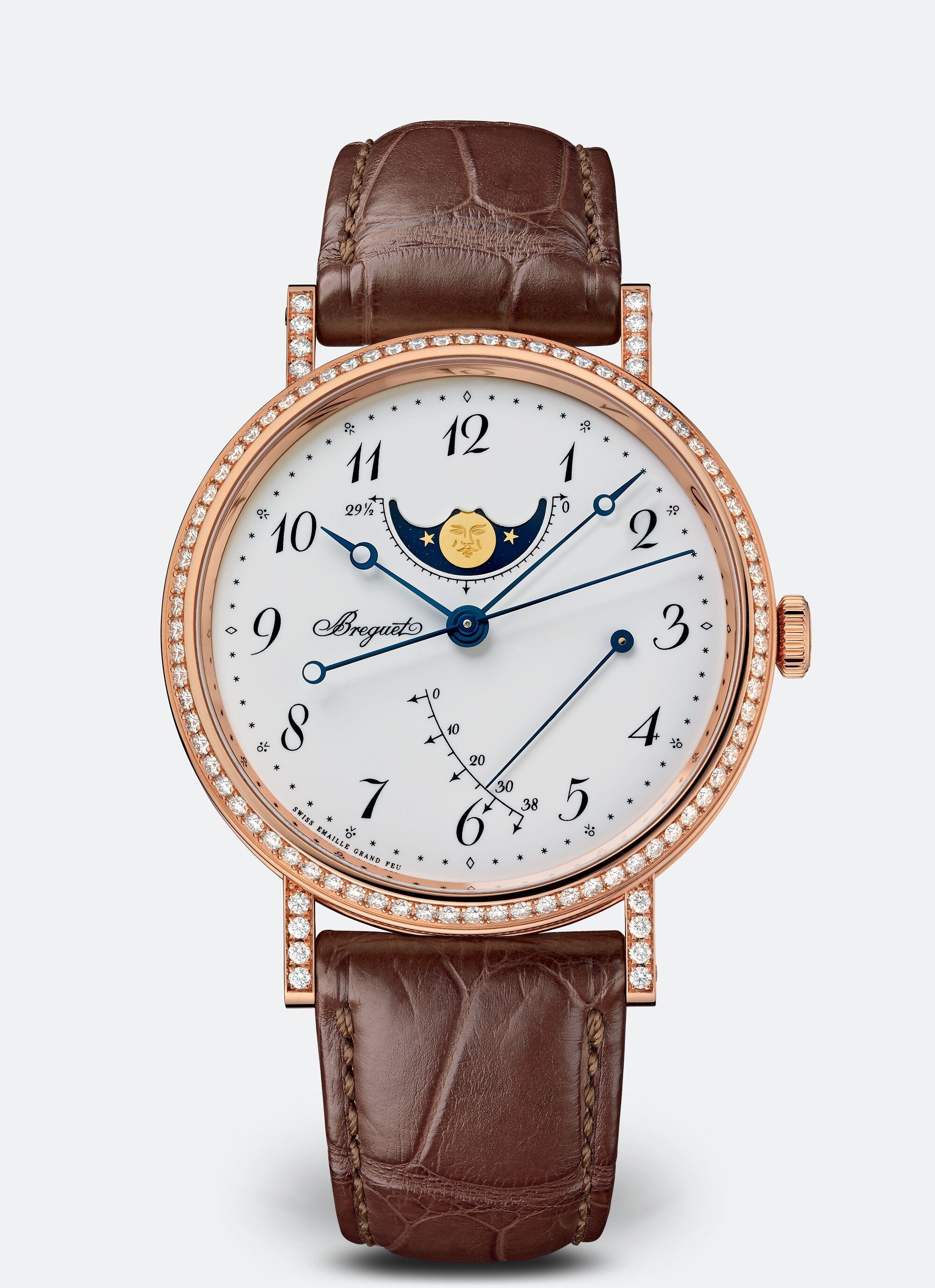 Breguet Classique Moon Phase 18k Rose Gold & Diamonds Men's Watch