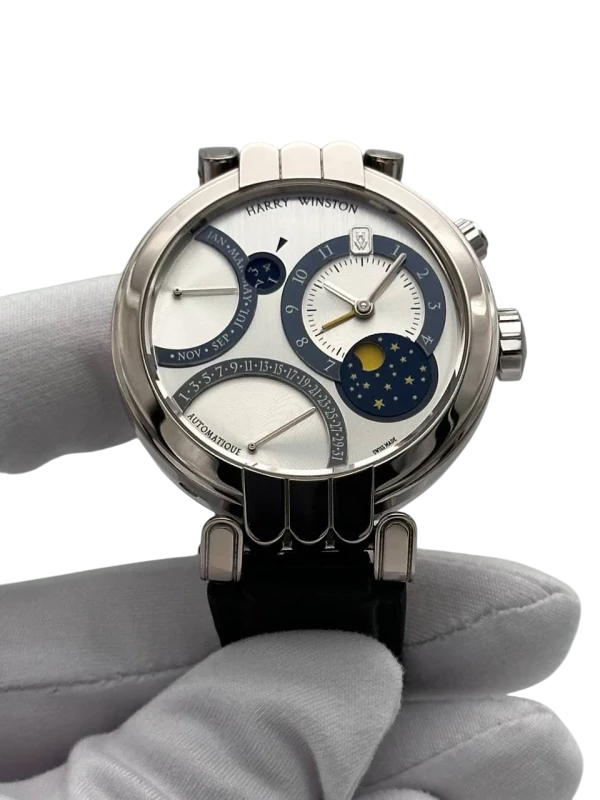 Harry Winston Premier Excenter Bi-Retro Perpetual Calendar 18K White Gold Men's Watch
